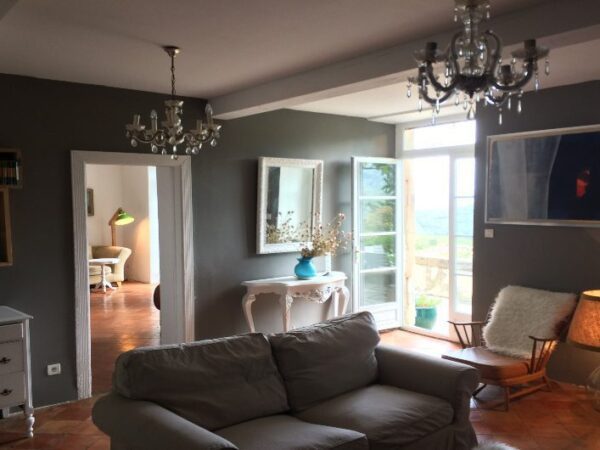 Living room inside the main farmhouse at the French Gites