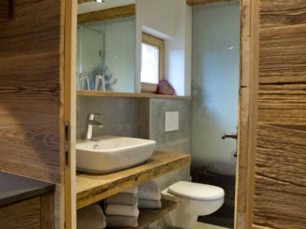 Bathroom inside the Alpine Cottage at the Bavarian Farm