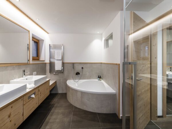 Bathroom inside Chalet at the South Tyrolean Nature Resort