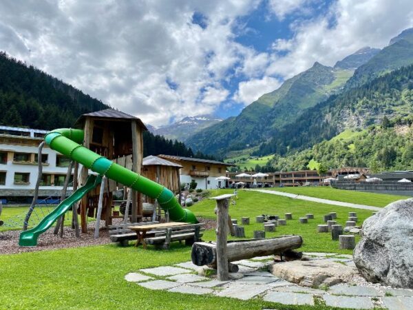 Outdoor area with Playground at the South Tyrolean Nature Resort