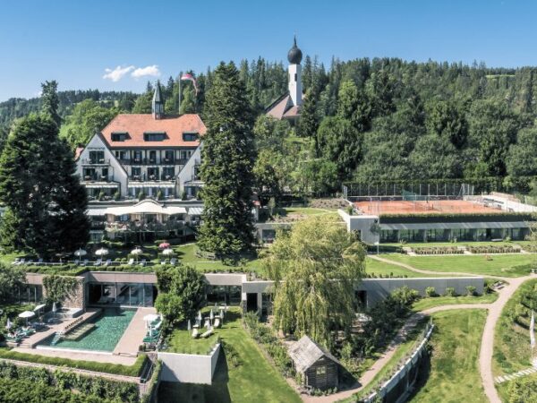 Aerial view of the South Tyrolean Art Nouveau Hotel