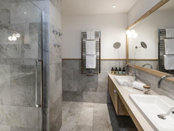 Bathroom inside double room at South Tyrolean Nature Resort