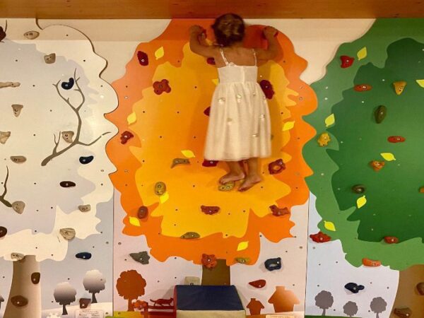 Girl climbing indoors at the South Tyrolean Panorama Retreat