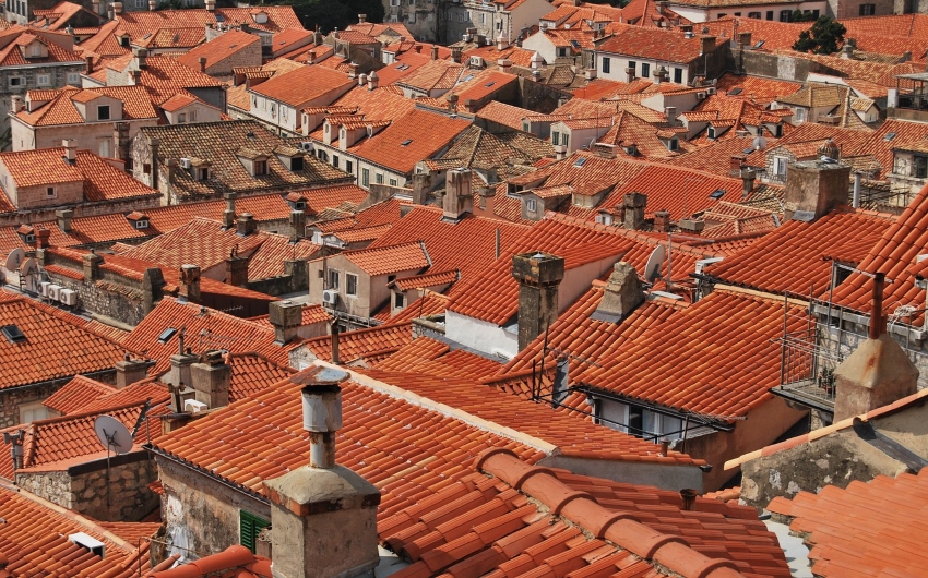 Red roofs over Croatian town