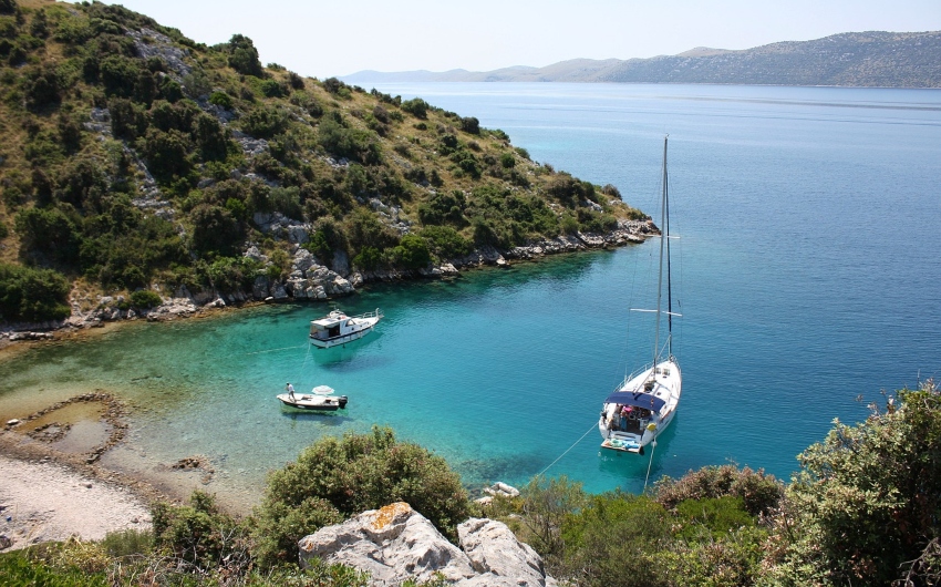 boats in a bay in Croatia