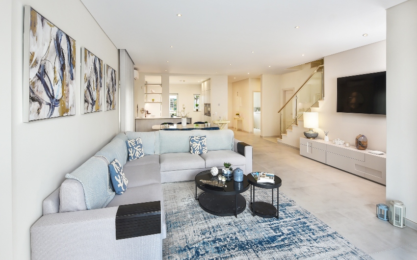 Living room inside a townhouse at Martinhal Quinta do Lago