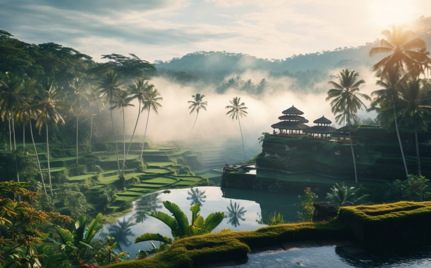 cloudy mist at Bali water temple