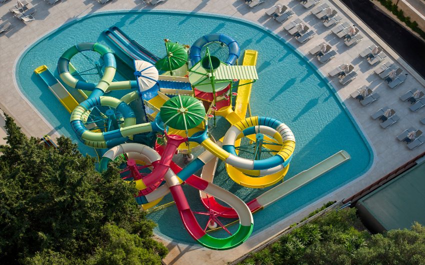 aerial view of water park