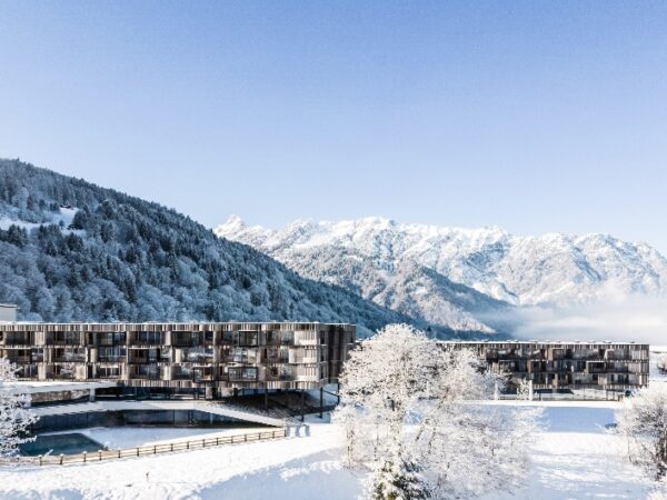 Falkensteiner Hotel Montafon exterior view with snow