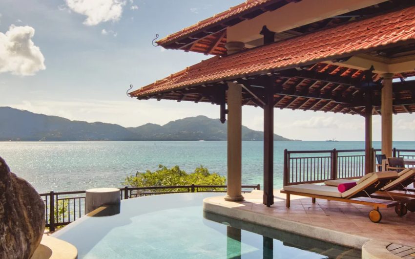 Beach and pool at Club Med in Seychelles